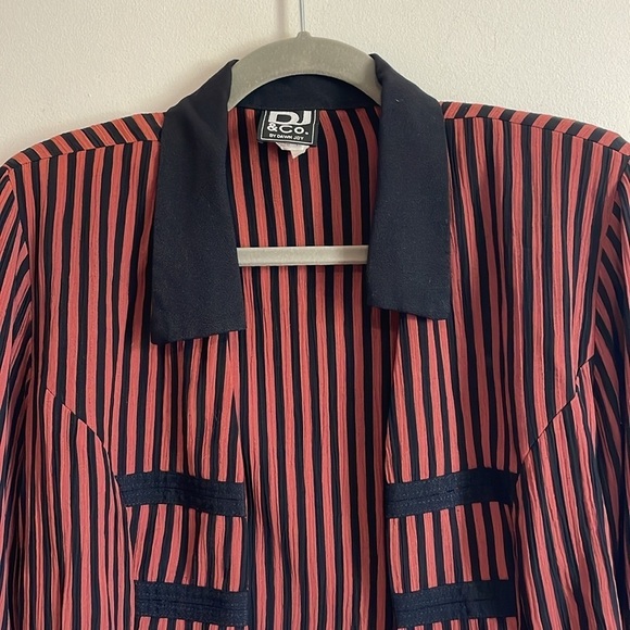VTG Striped Jacket 10 90s Emo Dawn Joy 10 Rust Black Vertical Grunge Alt Goth - Picture 5 of 16